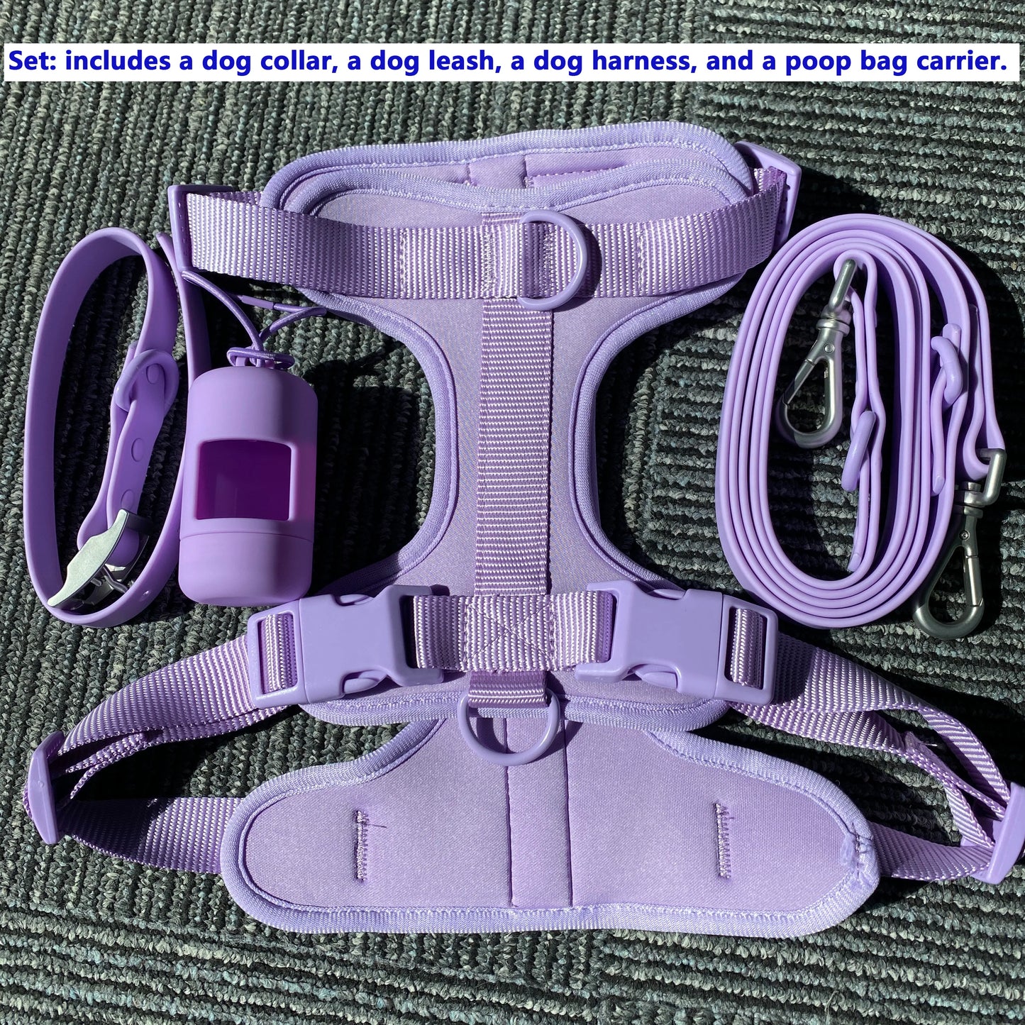 Dog Harness And Leash Set, Waterproof Easy To Clean Dog Leash Adjustable Dog Vest Harness With Dog Poop Bag Holder For Small, Me