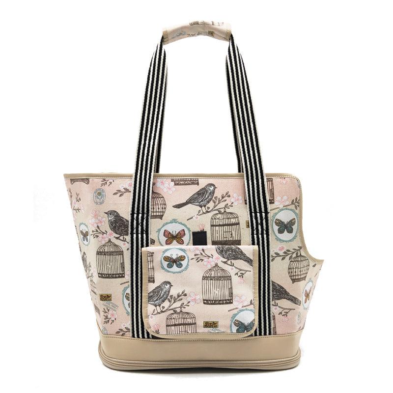 Portable Pet Travel Shoulder Bag With Breathable Mesh - Stylish And