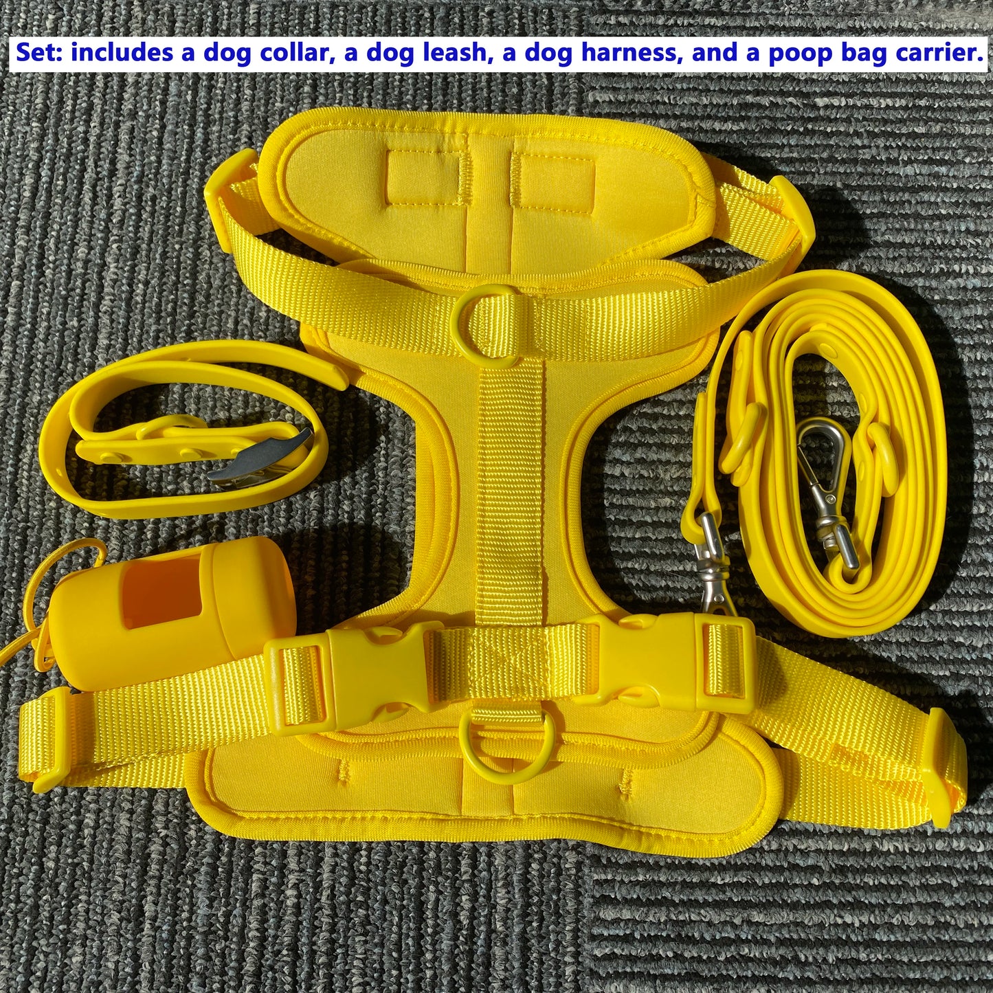 Dog Harness And Leash Set, Waterproof Easy To Clean Dog Leash Adjustable Dog Vest Harness With Dog Poop Bag Holder For Small, Me