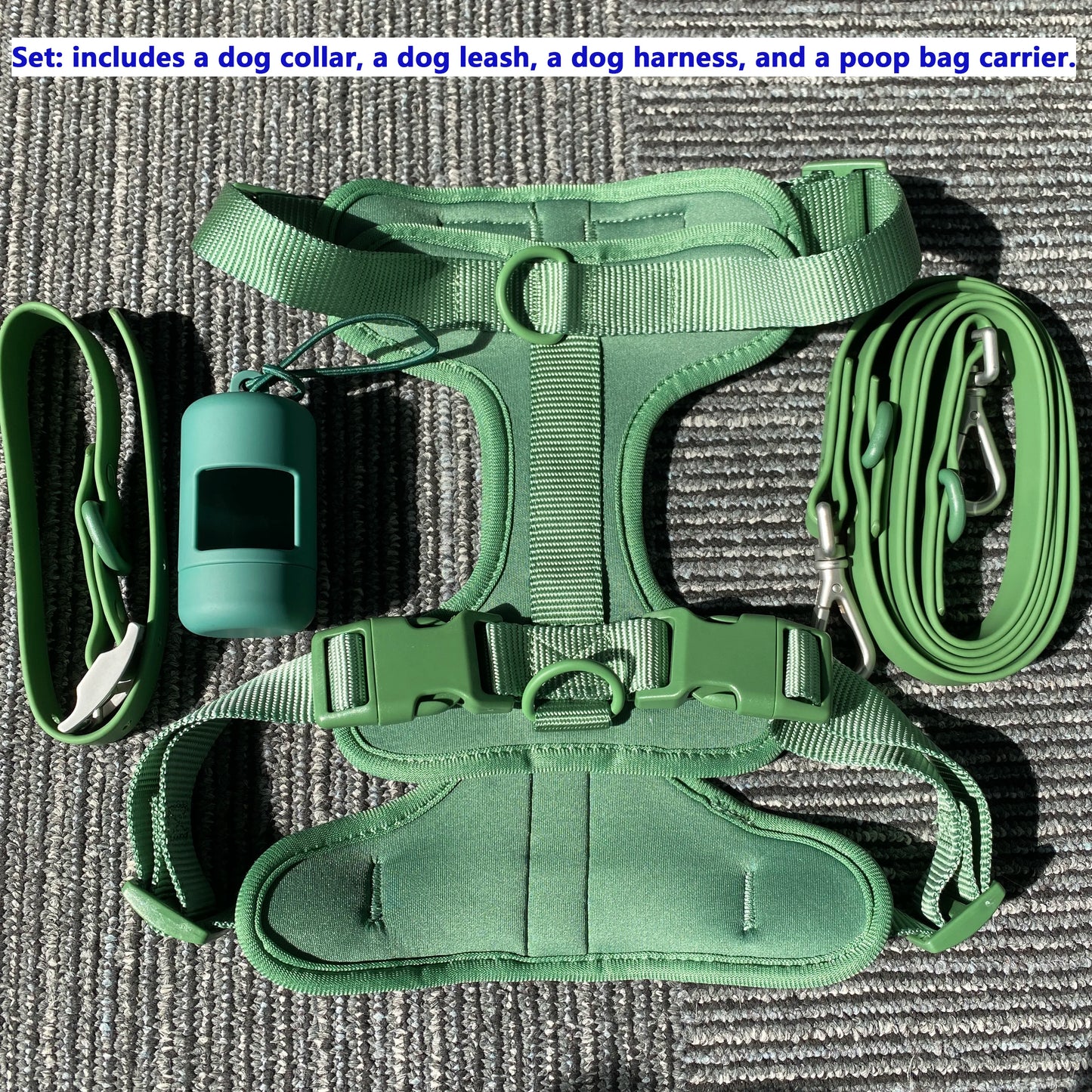 Dog Harness And Leash Set, Waterproof Easy To Clean Dog Leash Adjustable Dog Vest Harness With Dog Poop Bag Holder For Small, Me