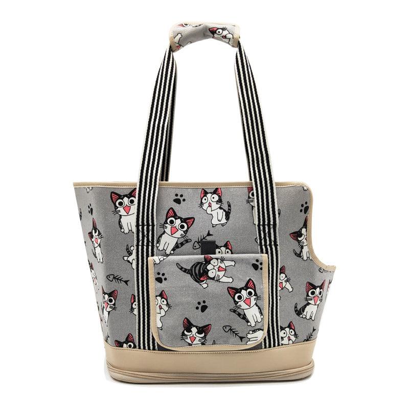 Portable Pet Travel Shoulder Bag With Breathable Mesh - Stylish And