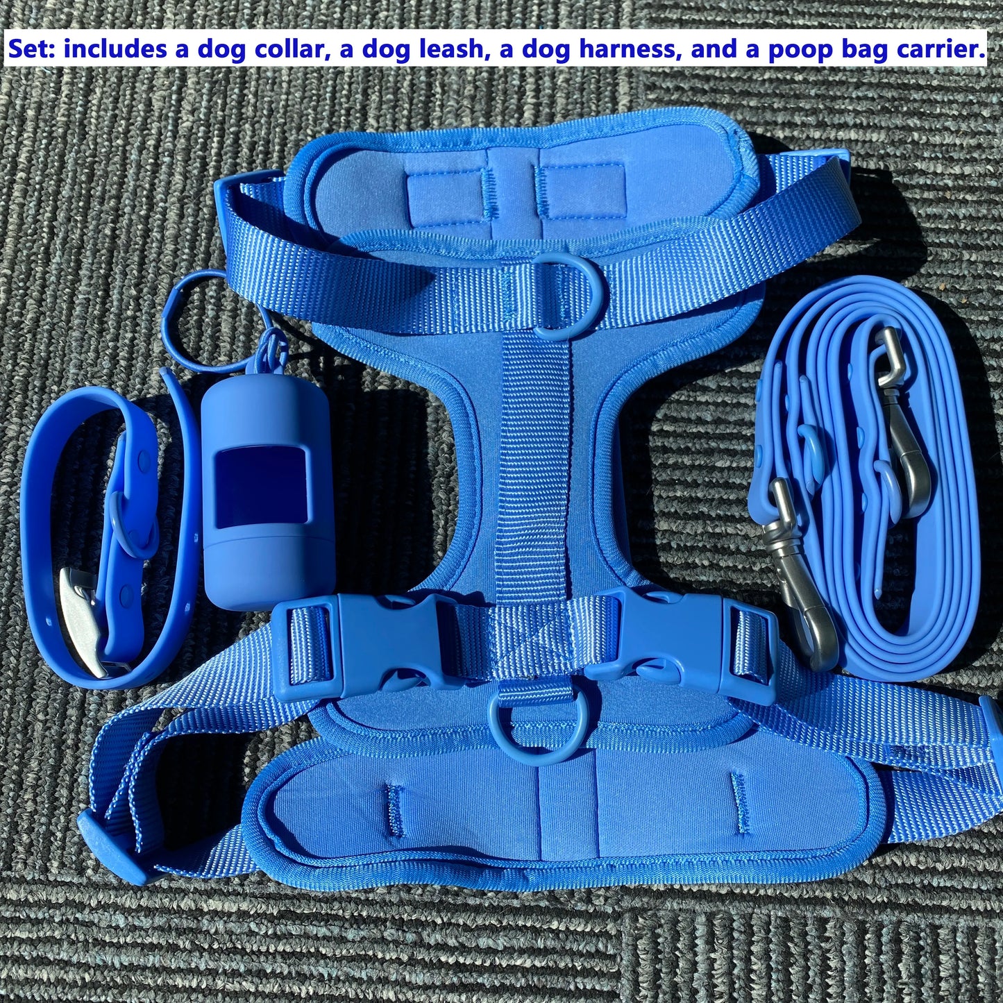 Dog Harness And Leash Set, Waterproof Easy To Clean Dog Leash Adjustable Dog Vest Harness With Dog Poop Bag Holder For Small, Me