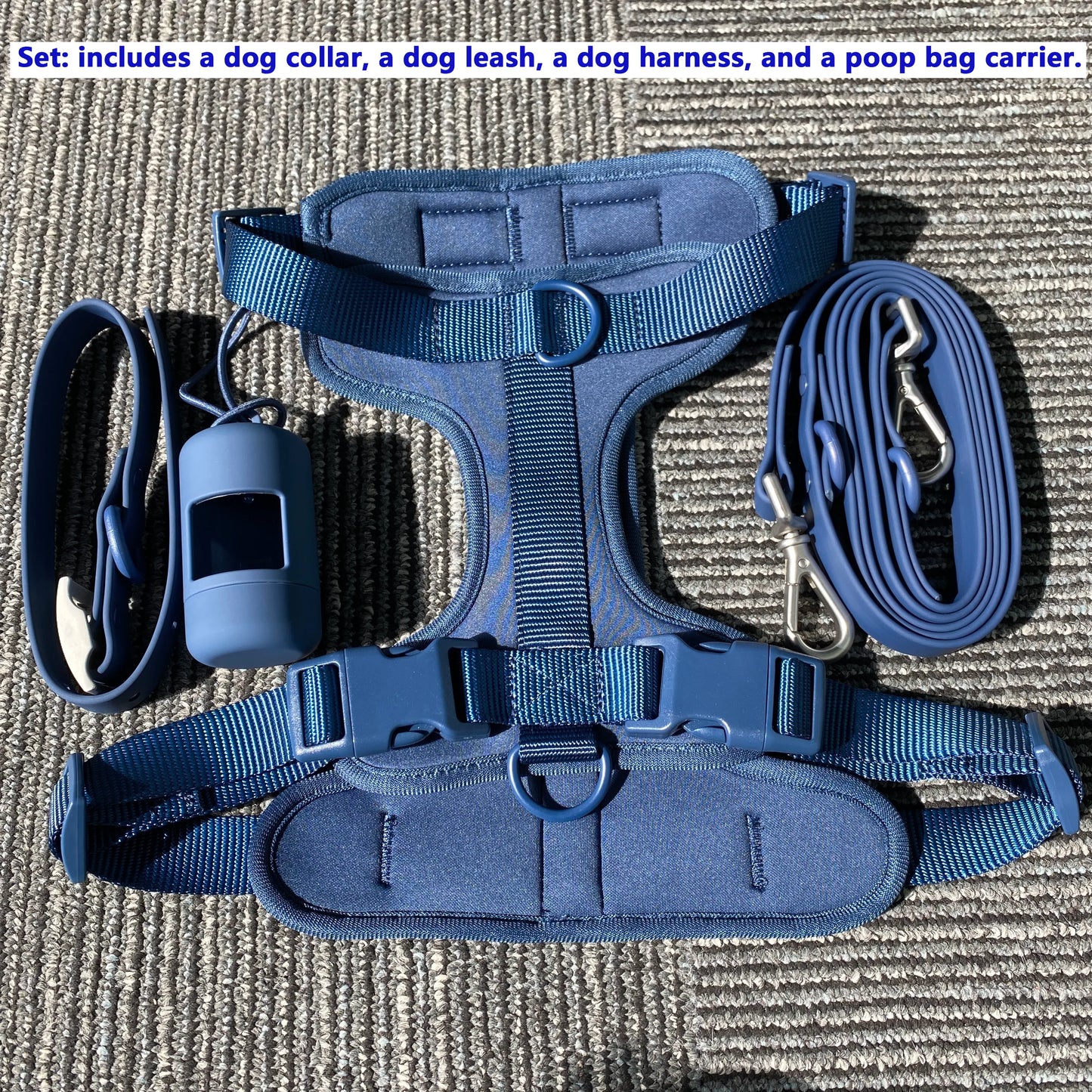 Dog Harness And Leash Set, Waterproof Easy To Clean Dog Leash Adjustable Dog Vest Harness With Dog Poop Bag Holder For Small, Me