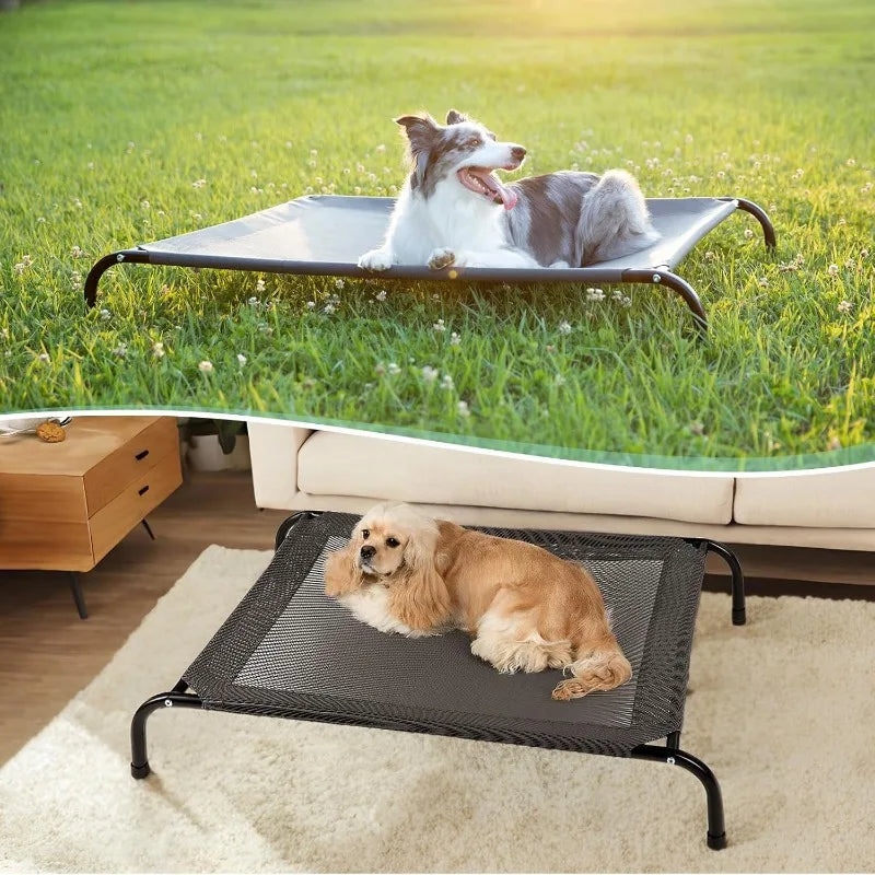 Cooling Elevated Dog Bed Cot for Large Dogs, Outdoor Raised Dog Bed with Washable Breathable Mesh
