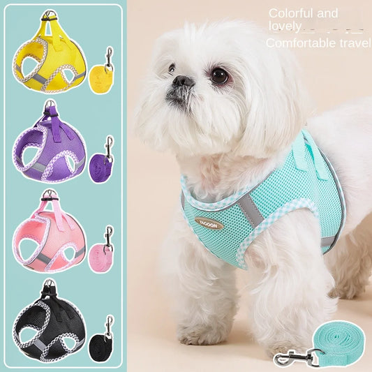 Durable Reflective Dog Harness Leash Adjustable Anti Escape Dog Vest No Pull Breathable Puppy Cat Harness for Small Medium Dogs